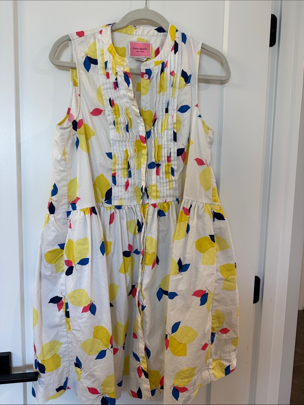 Kate Spade New York White Lemon Print Sleeveless Dress